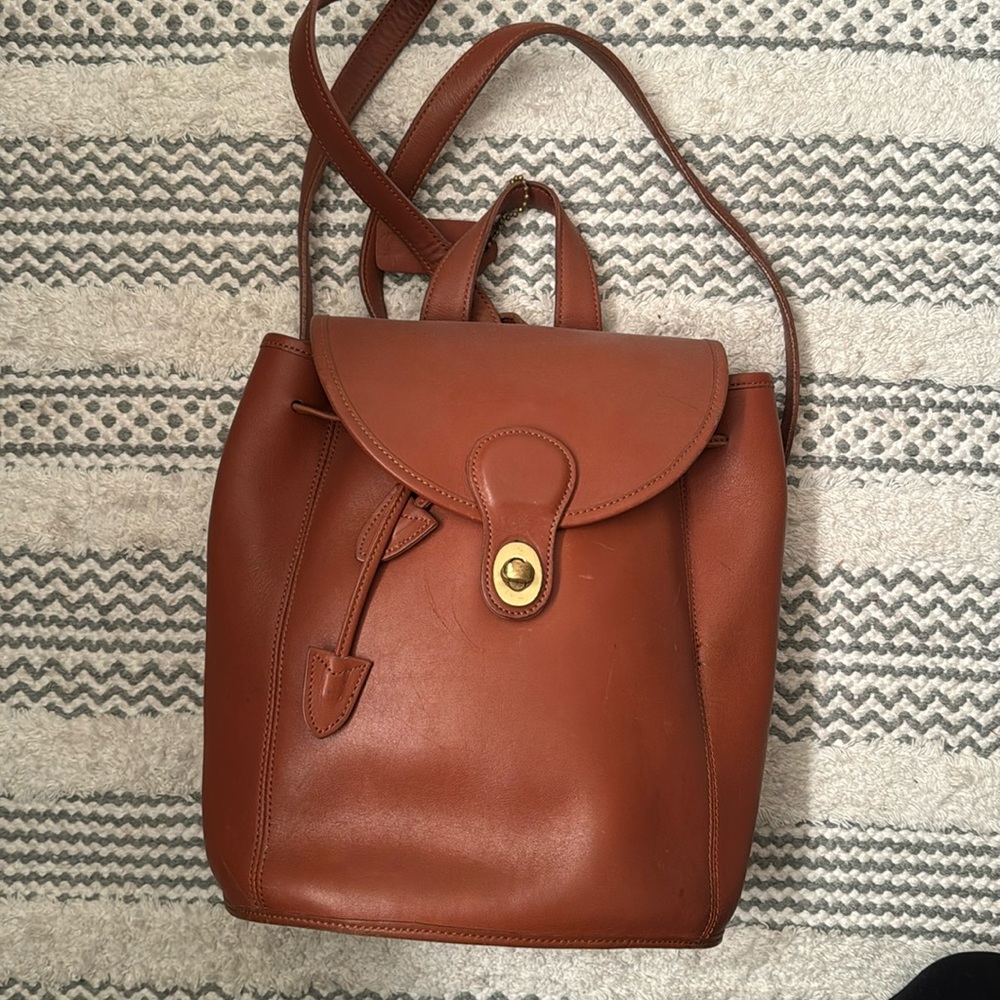 Rare Vtg COACH Sports Coach British Tan Leather Backpack Stamped Hardware